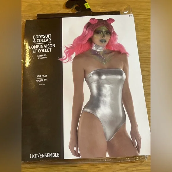 Bodysuit Silver Metallic Halter Costume Cosplay Sz Small Medium NEW - Picture 2 of 5